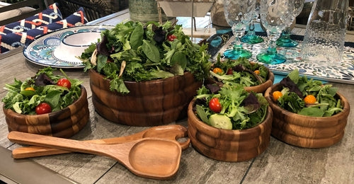 7 Stück - Extra große Salatschüssel mit Kellnern und 4 Personen
