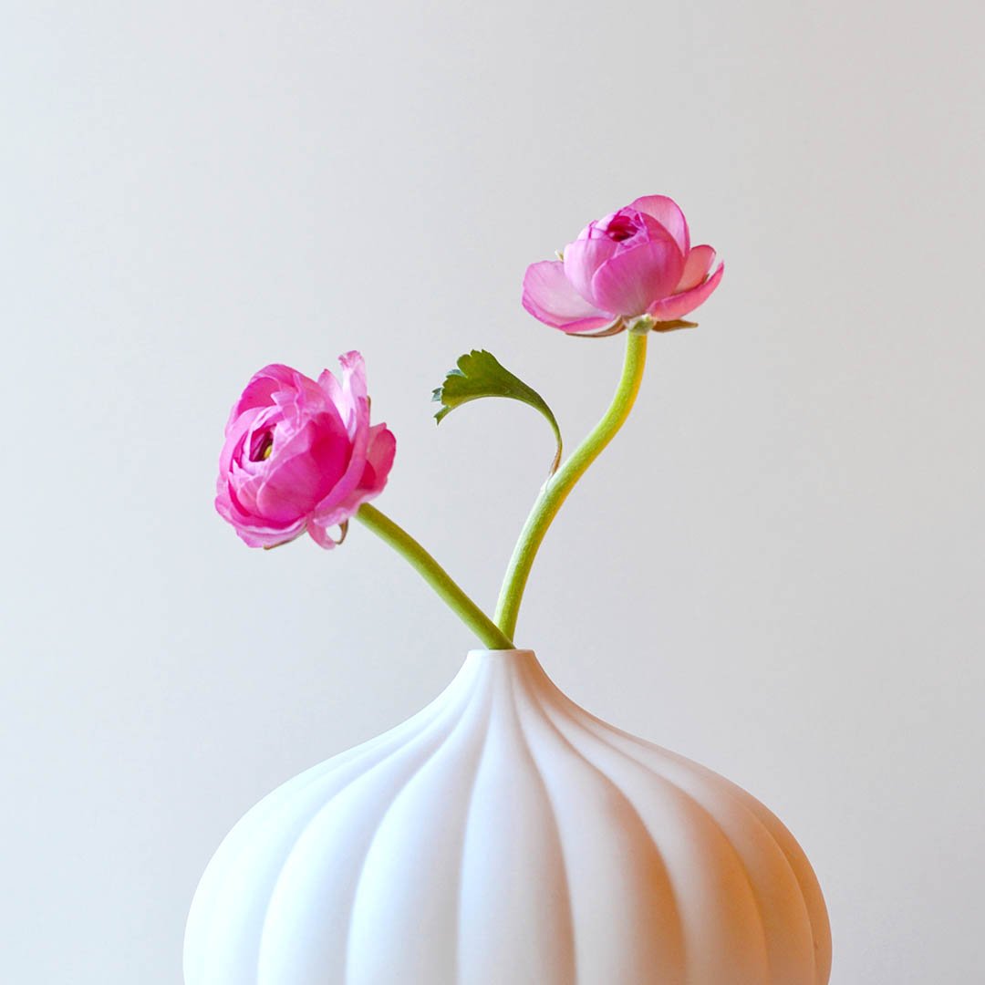 Strukturierte Porzellanvase in Mattweiss, Ø 17 cm