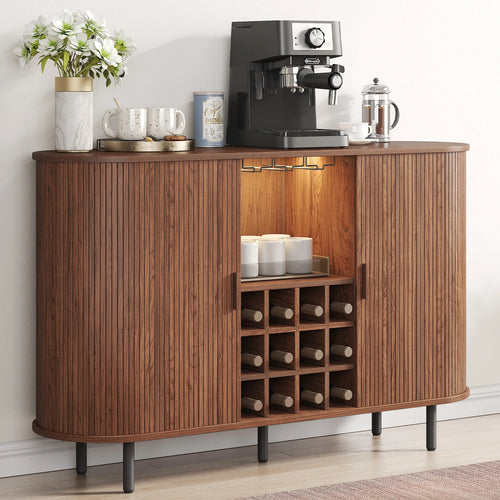 Barschrank mit LED-Beleuchtung, Weinregal und Glashaltern