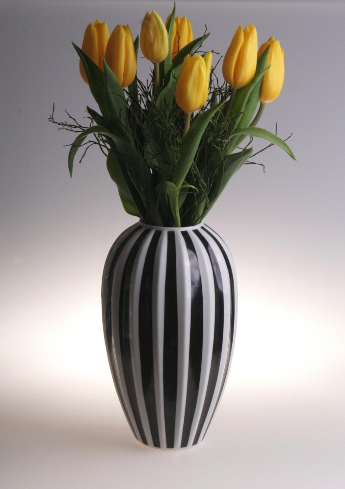 Retro-Porzellanvase in Schwarz-Weiss, ca. 30 cm