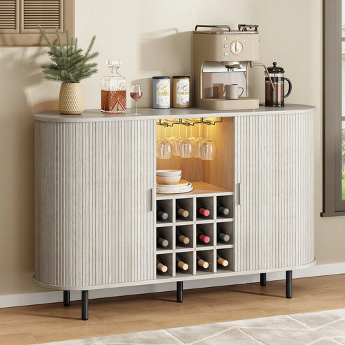 Barschrank mit LED-Beleuchtung, Weinregal und Glashaltern