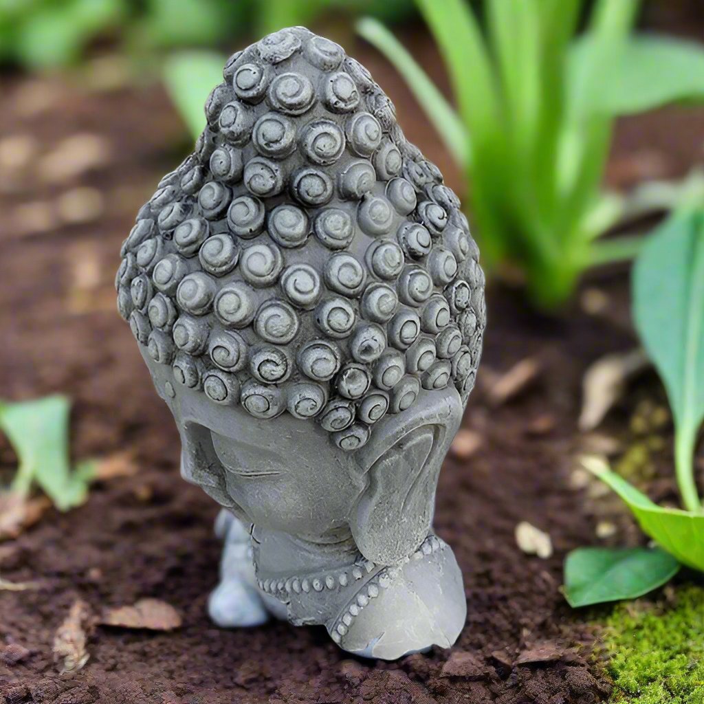 Handgefertigter Buddha-Kopf aus Zement, ca. 28 cm