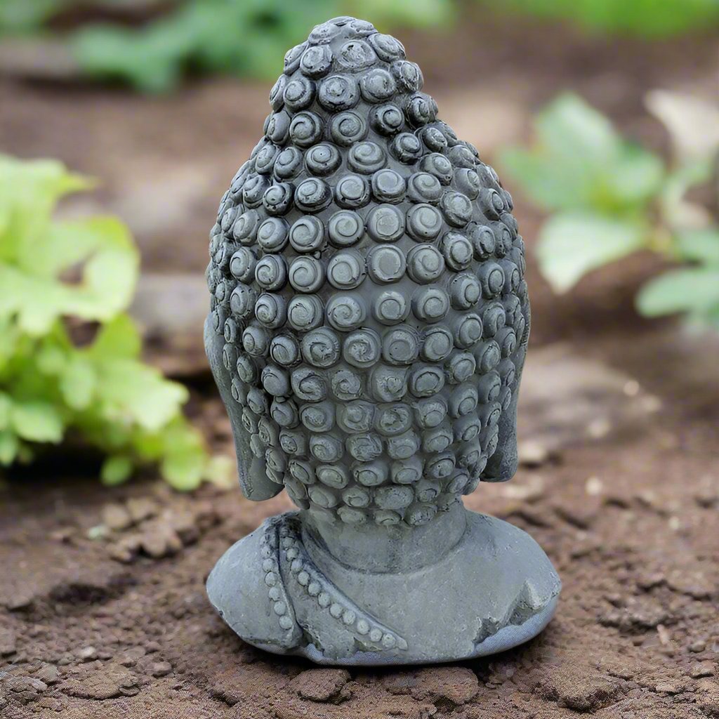 Handgefertigter Buddha-Kopf aus Zement, ca. 28 cm