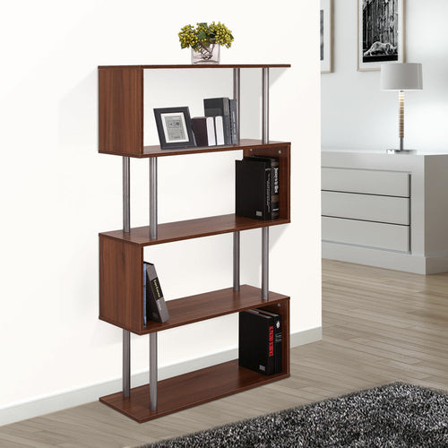 HOMCOM Holz Bücherregal S Form Lagerung Display Einheit 4 Regal Hom